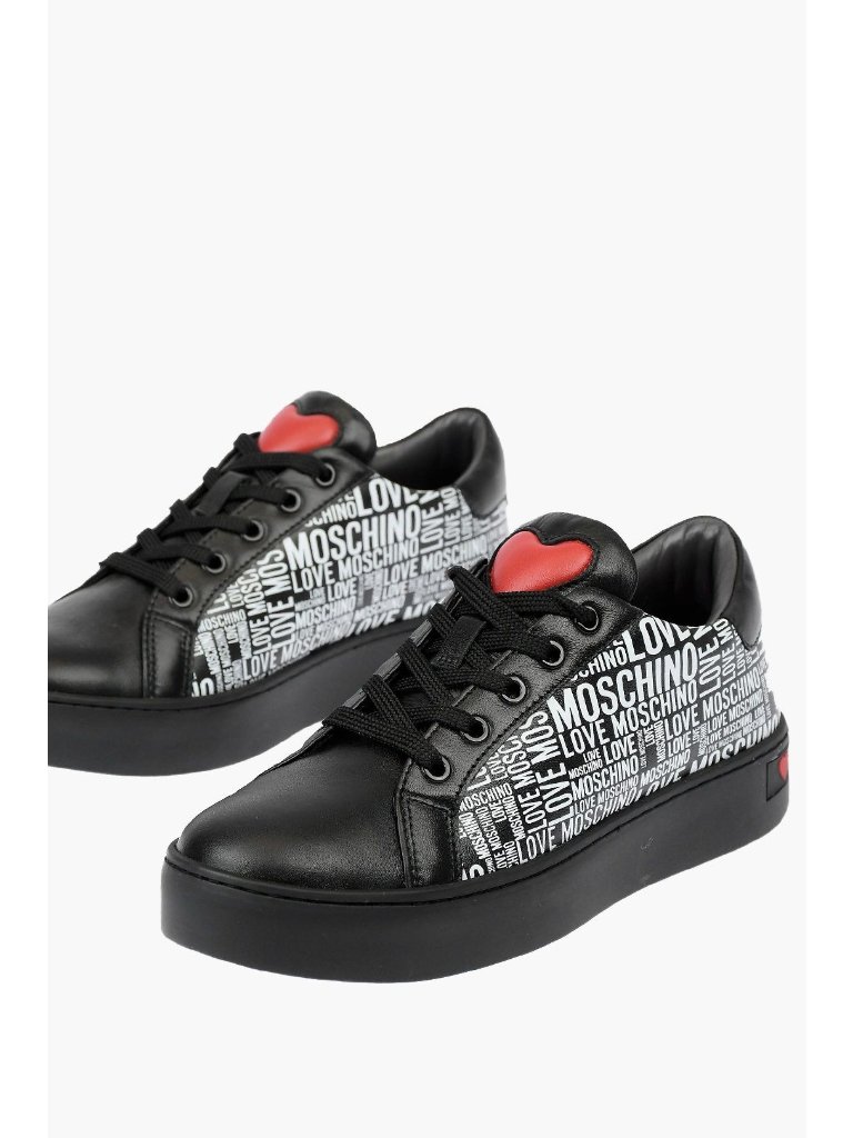 Moschino Love Leather Low Top Sneakers With Logo Women Size 41 Brand New